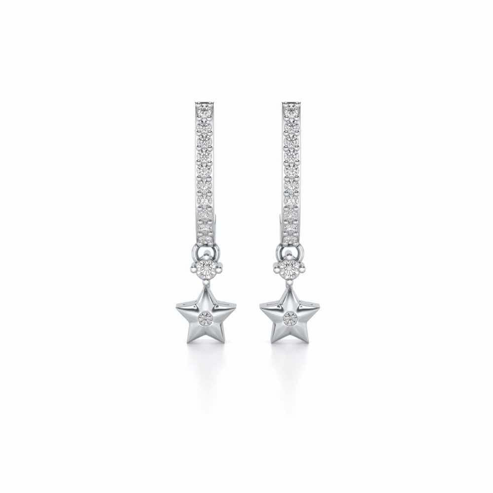 Celebrated Stars Silver Earrings - White Gold - Image 1