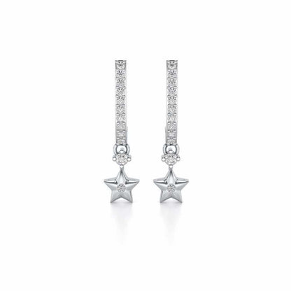 Celebrated Stars Silver Earrings - White Gold - Image 1