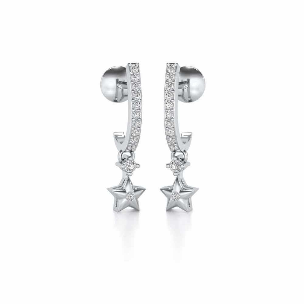 Celebrated Stars Silver Earrings - White Gold - Image 2