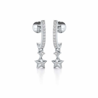 Celebrated Stars Silver Earrings - White Gold - Image 2