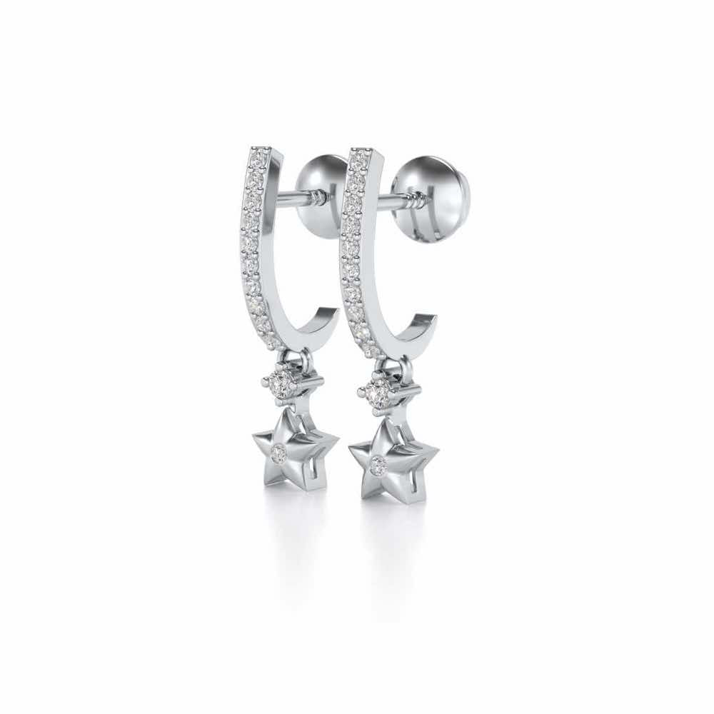 Celebrated Stars Silver Earrings - White Gold - Image 3