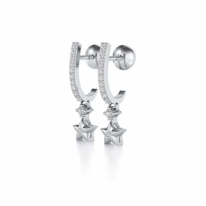 Celebrated Stars Silver Earrings - White Gold - Image 3