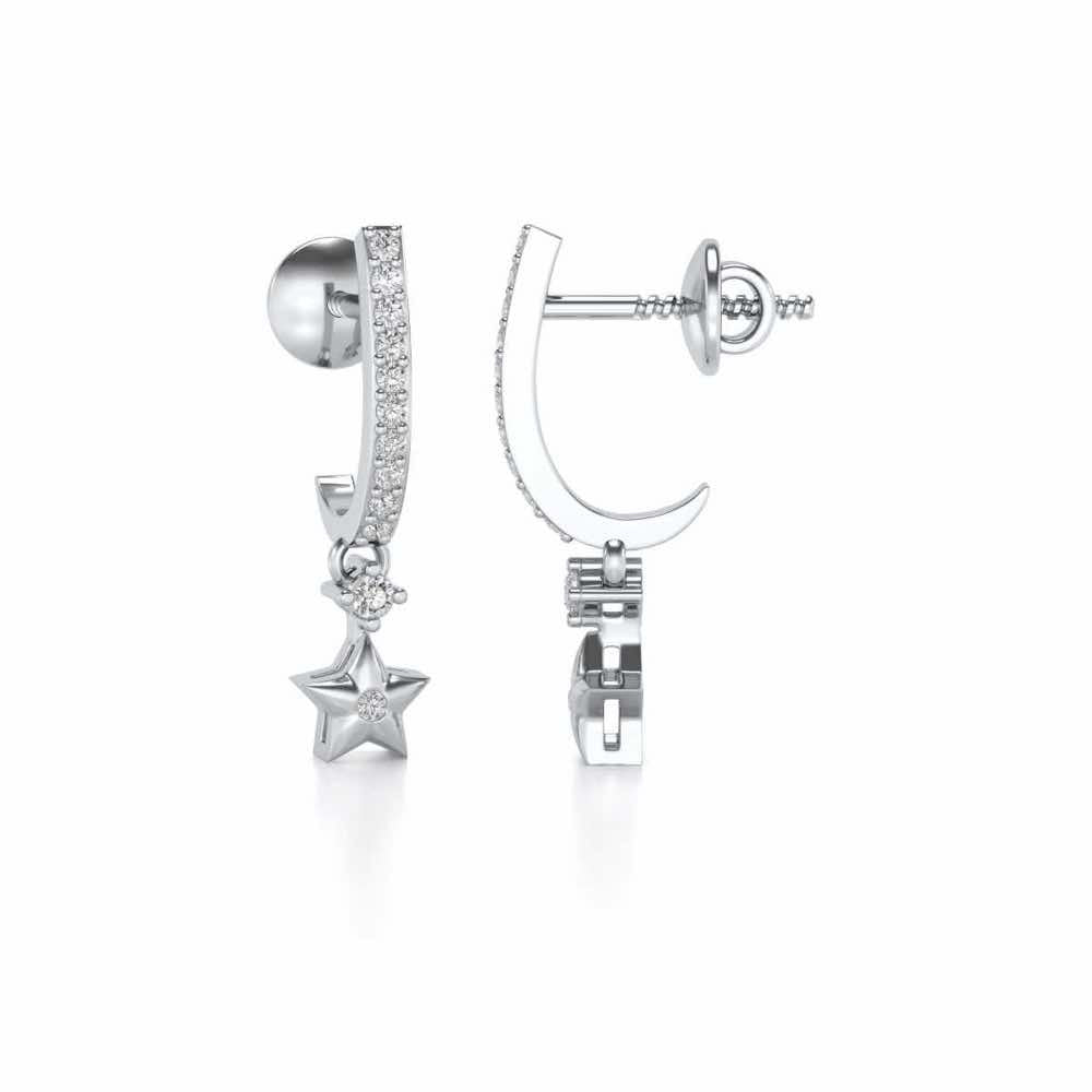 Celebrated Stars Silver Earrings - White Gold - Image 4