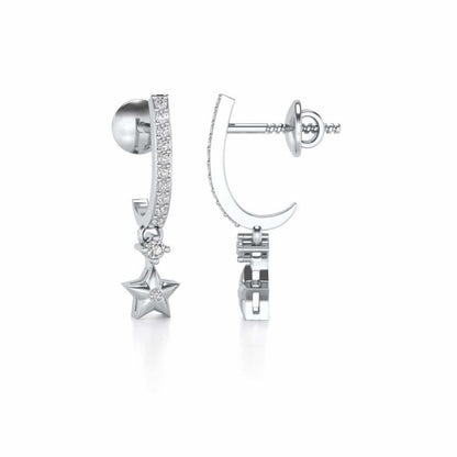 Celebrated Stars Silver Earrings - White Gold - Image 4