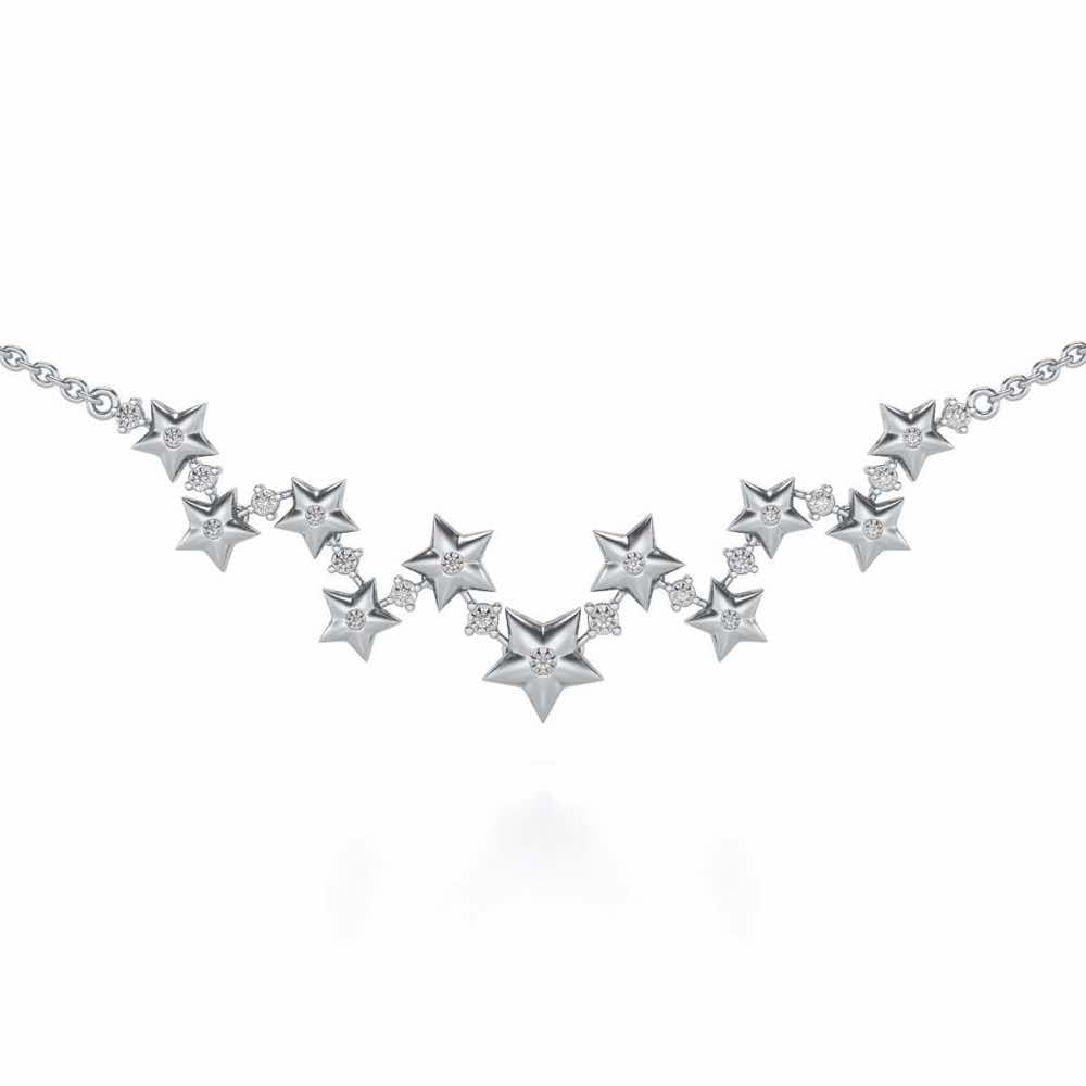 Celebrated Stars Silver Necklace - White Gold - Image 1