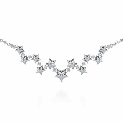 Celebrated Stars Silver Necklace - White Gold - Image 1