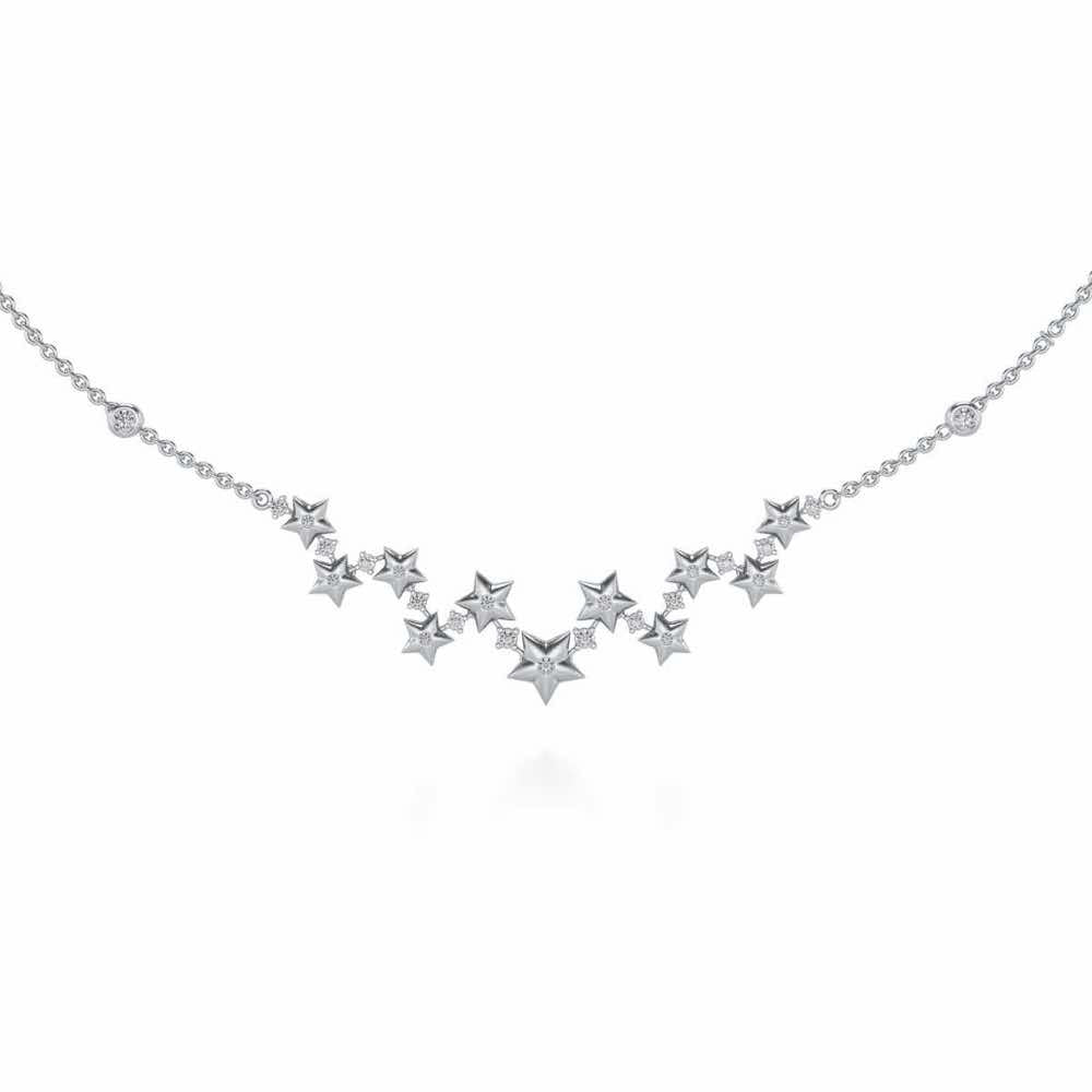 Celebrated Stars Silver Necklace - White Gold - Image 2