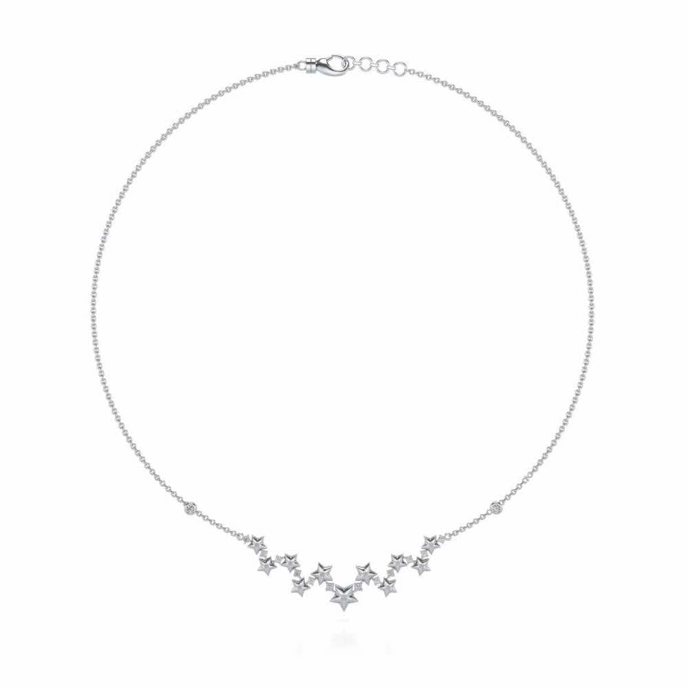 Celebrated Stars Silver Necklace - White Gold - Image 3