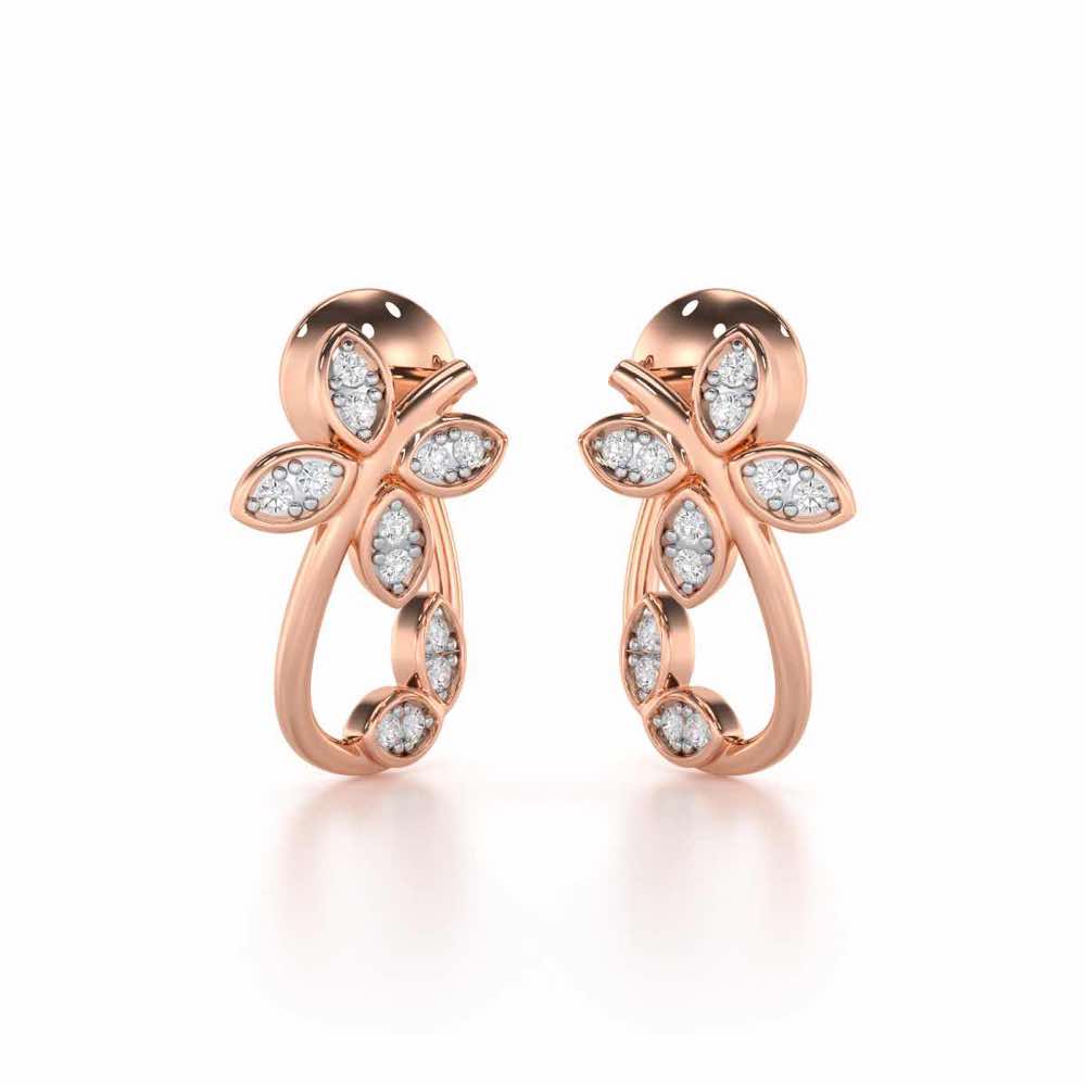 Celestial Captivation Silver Stud Earrings - Rose Gold - Image 1