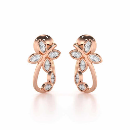 Celestial Captivation Silver Stud Earrings - Rose Gold - Image 1
