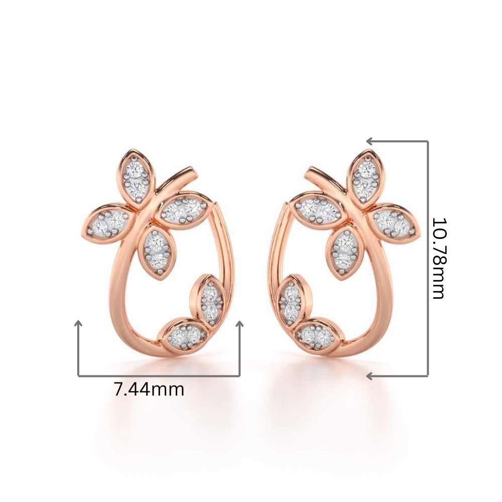 Celestial Captivation Silver Stud Earrings - Rose Gold - Image 2
