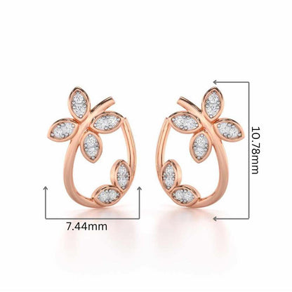 Celestial Captivation Silver Stud Earrings - Rose Gold - Image 2
