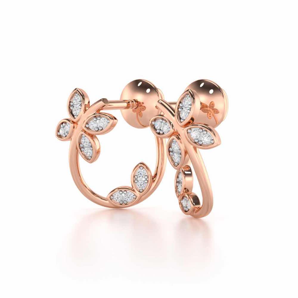 Celestial Captivation Silver Stud Earrings - Rose Gold - Image 3
