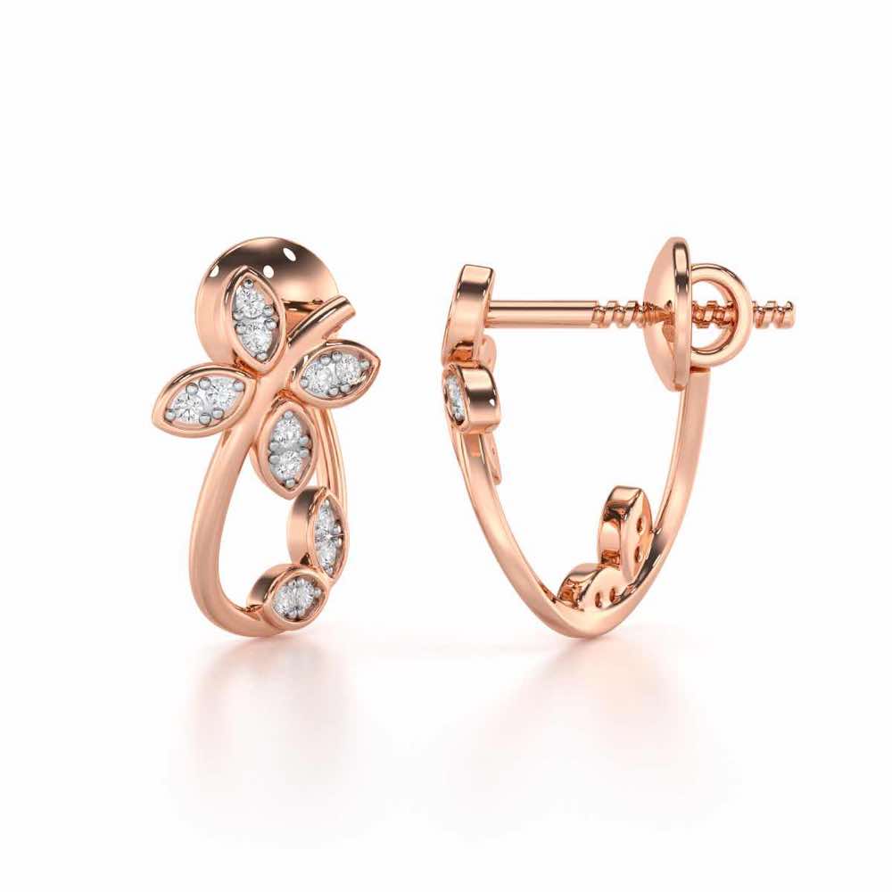 Celestial Captivation Silver Stud Earrings - Rose Gold - Image 4