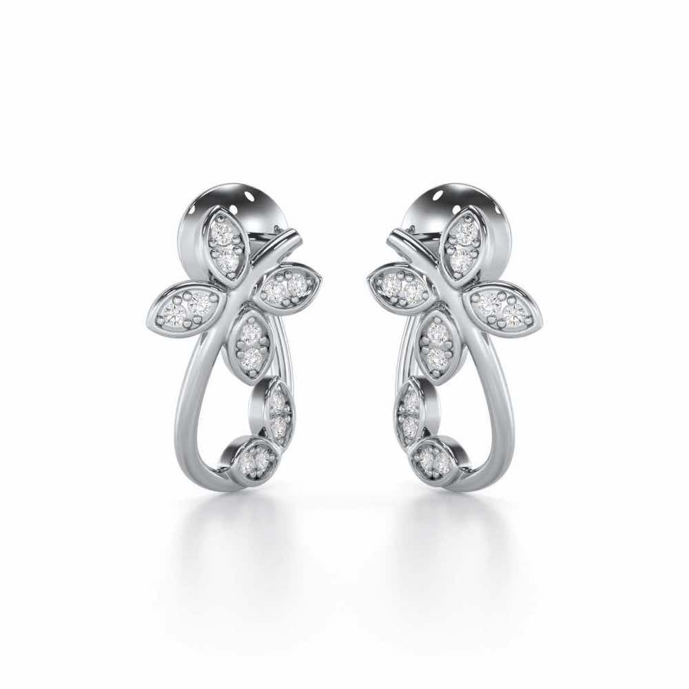 Celestial Captivation Silver Stud Earrings - White Gold - Image 1