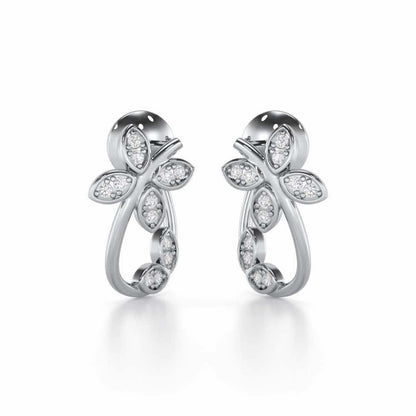 Celestial Captivation Silver Stud Earrings - White Gold - Image 1