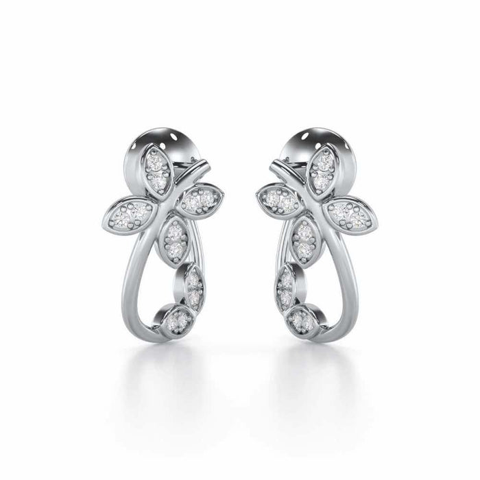 Celestial Captivation Silver Stud Earrings - White Gold - Image 1