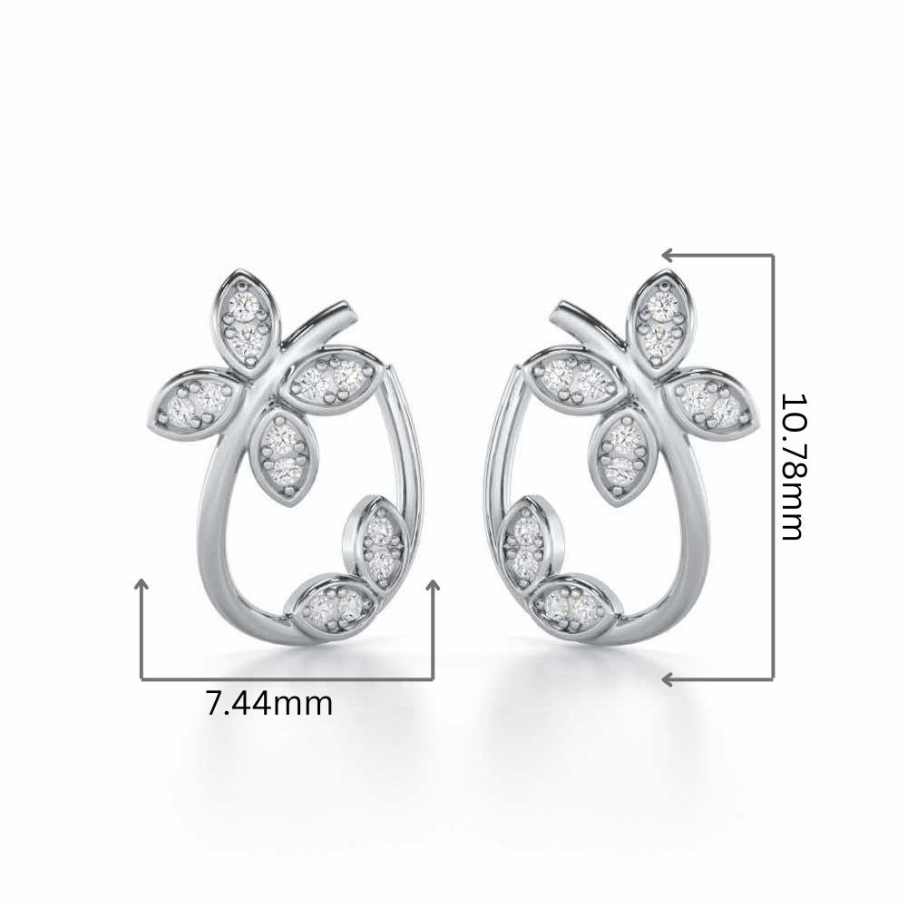 Celestial Captivation Silver Stud Earrings - White Gold - Image 2