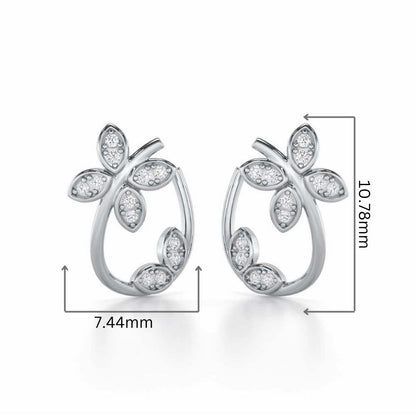 Celestial Captivation Silver Stud Earrings - White Gold - Image 2