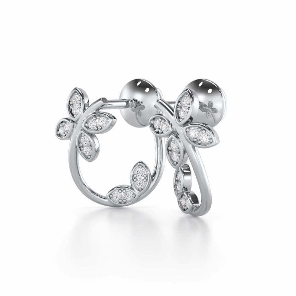Celestial Captivation Silver Stud Earrings - White Gold - Image 3