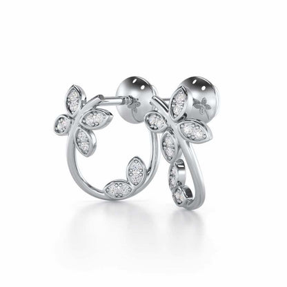 Celestial Captivation Silver Stud Earrings - White Gold - Image 3