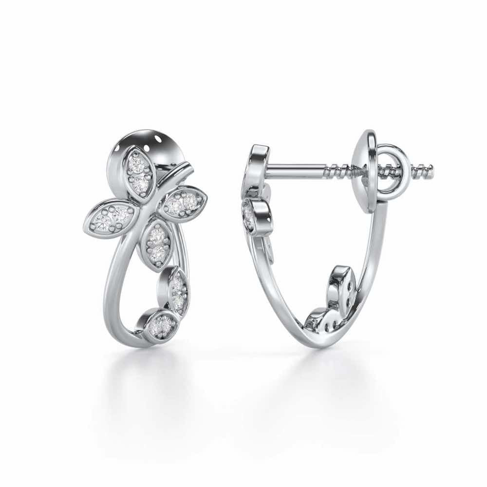 Celestial Captivation Silver Stud Earrings - White Gold - Image 4