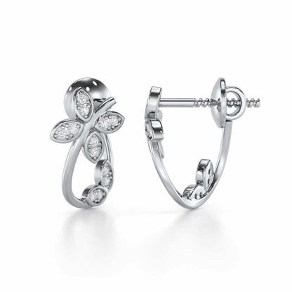 Celestial Captivation Silver Stud Earrings - White Gold - Image 4