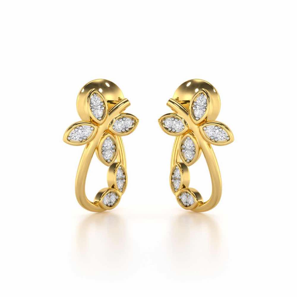 Celestial Captivation Silver Stud Earrings - Yellow Gold - Image 1