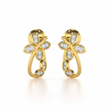 Celestial Captivation Silver Stud Earrings - Yellow Gold - Image 1