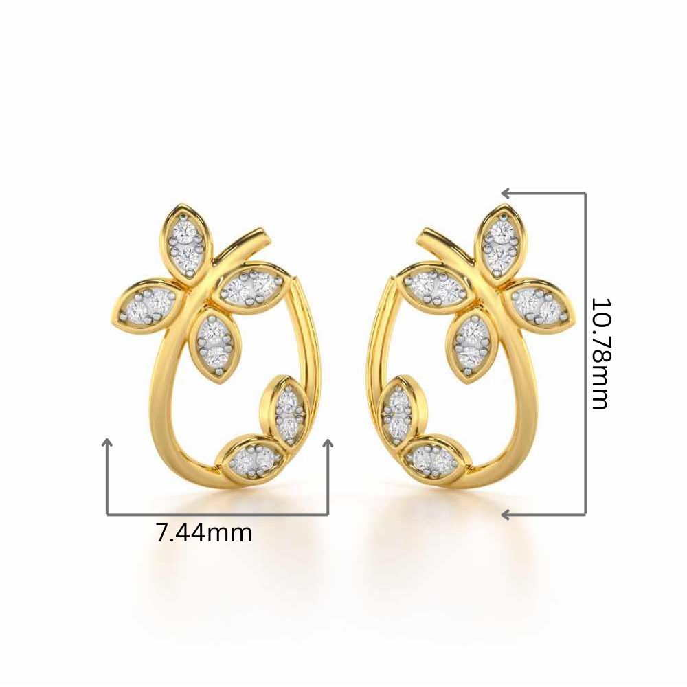 Celestial Captivation Silver Stud Earrings - Yellow Gold - Image 2