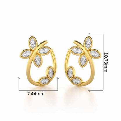 Celestial Captivation Silver Stud Earrings - Yellow Gold - Image 2