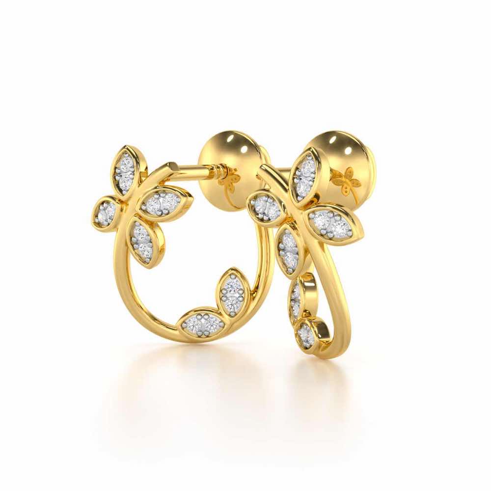 Celestial Captivation Silver Stud Earrings - Yellow Gold - Image 3