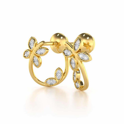 Celestial Captivation Silver Stud Earrings - Yellow Gold - Image 3