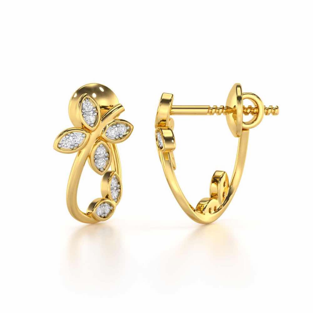 Celestial Captivation Silver Stud Earrings - Yellow Gold - Image 4