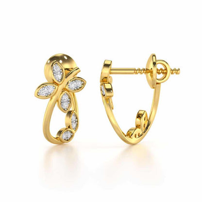 Celestial Captivation Silver Stud Earrings - Yellow Gold - Image 4
