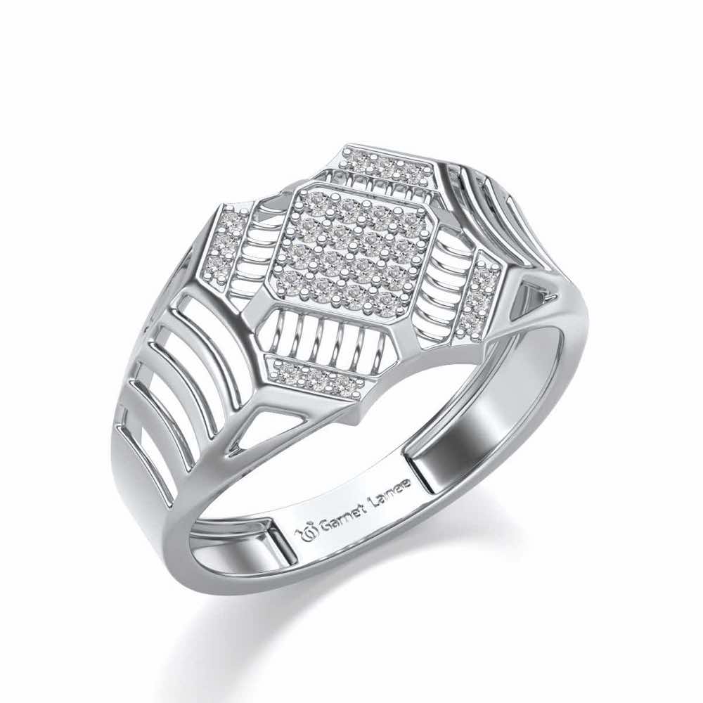 Celestial Shine Silver Ring For Men - White Gold - Image 1