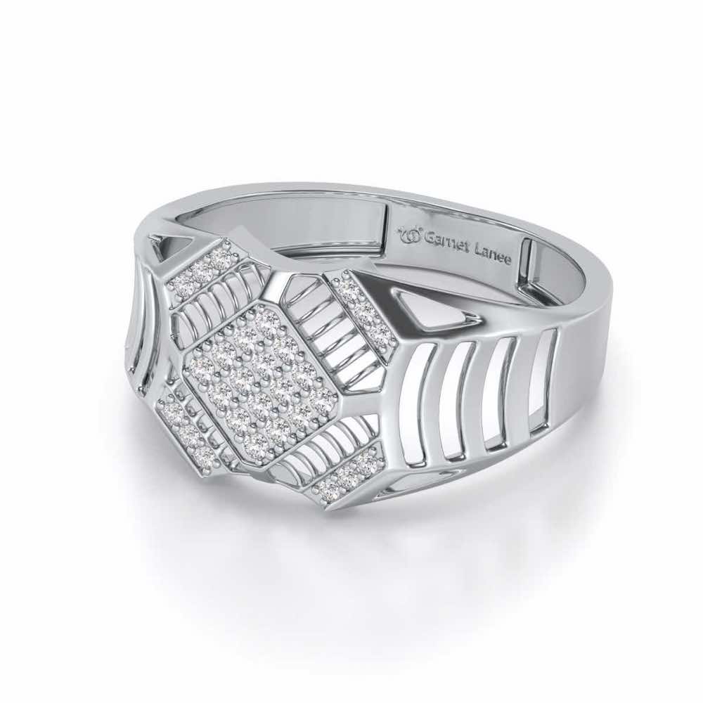 Celestial Shine Silver Ring For Men - White Gold - Image 2