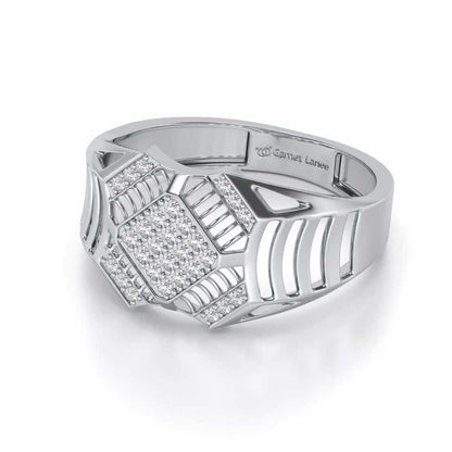 Celestial Shine Silver Ring For Men - White Gold - Image 2