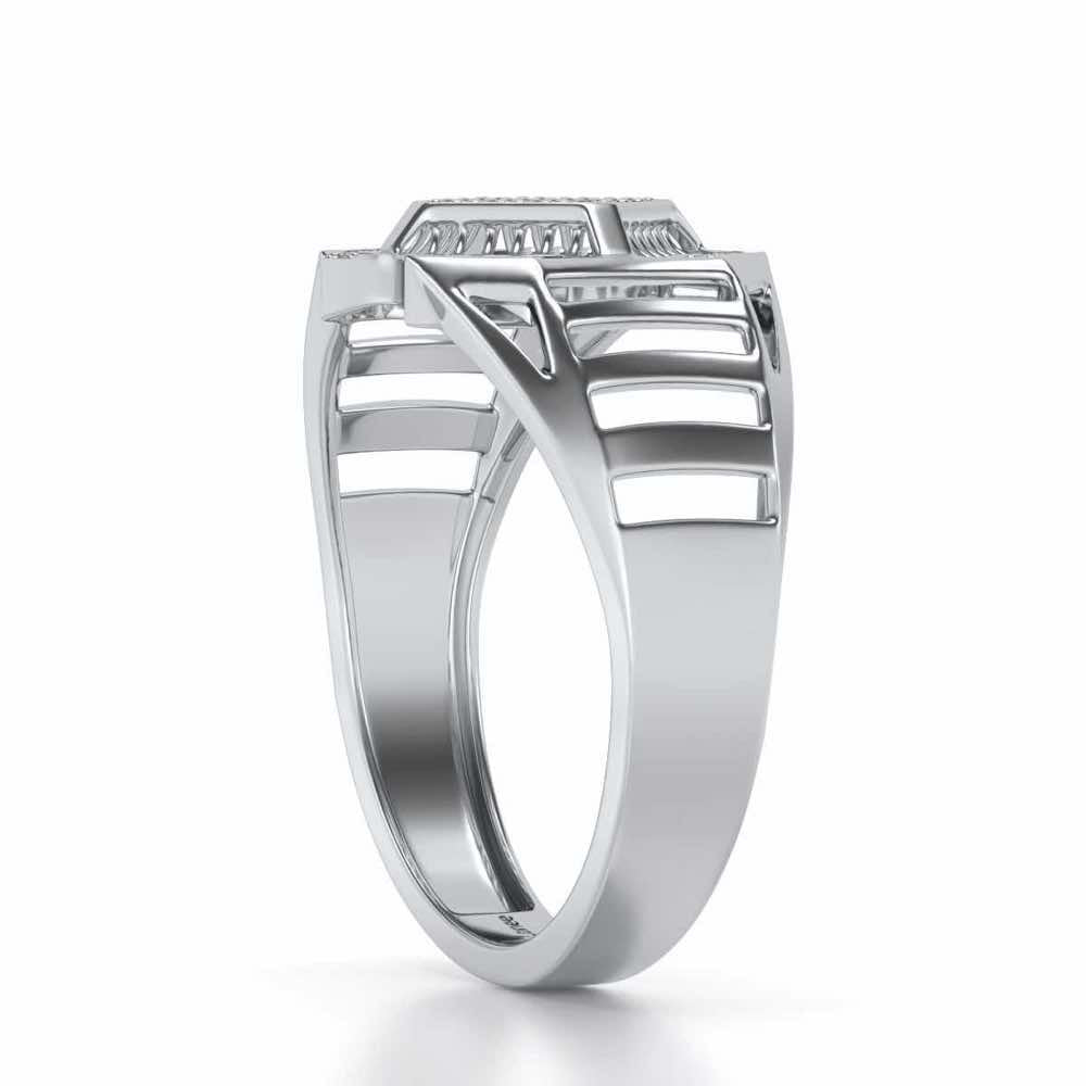 Celestial Shine Silver Ring For Men - White Gold - Image 3