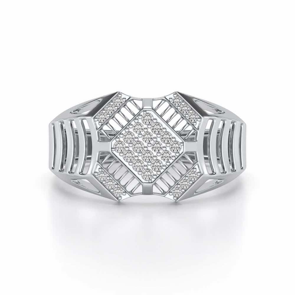 Celestial Shine Silver Ring For Men - White Gold - Image 4