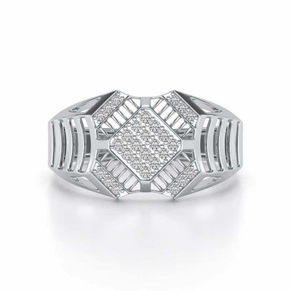 Celestial Shine Silver Ring For Men - White Gold - Image 4