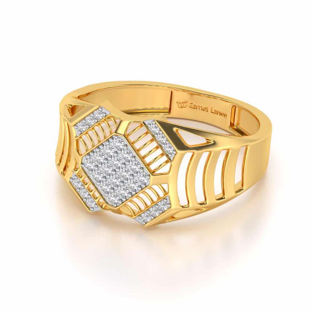 Celestial Shine Silver Ring For Men - Yellow Gold - Image 2