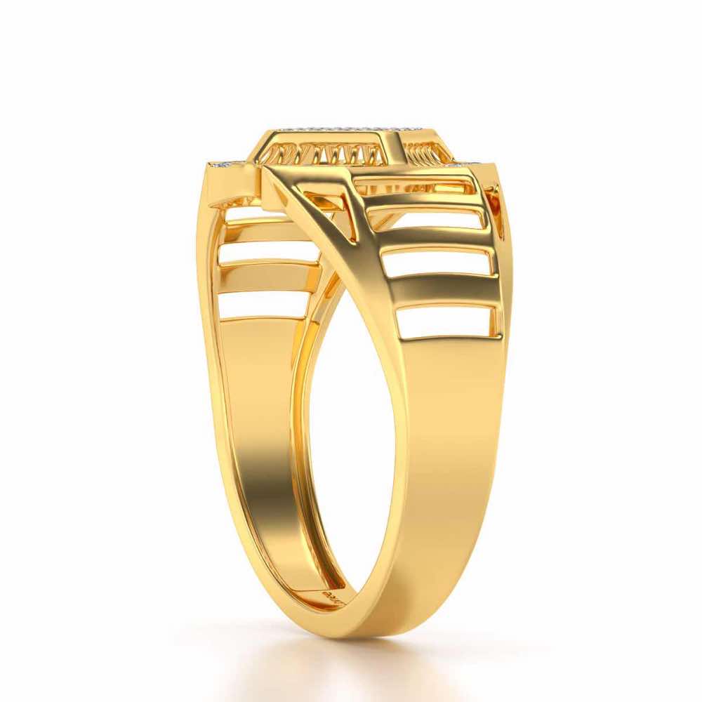 Celestial Shine Silver Ring For Men - Yellow Gold - Image 3