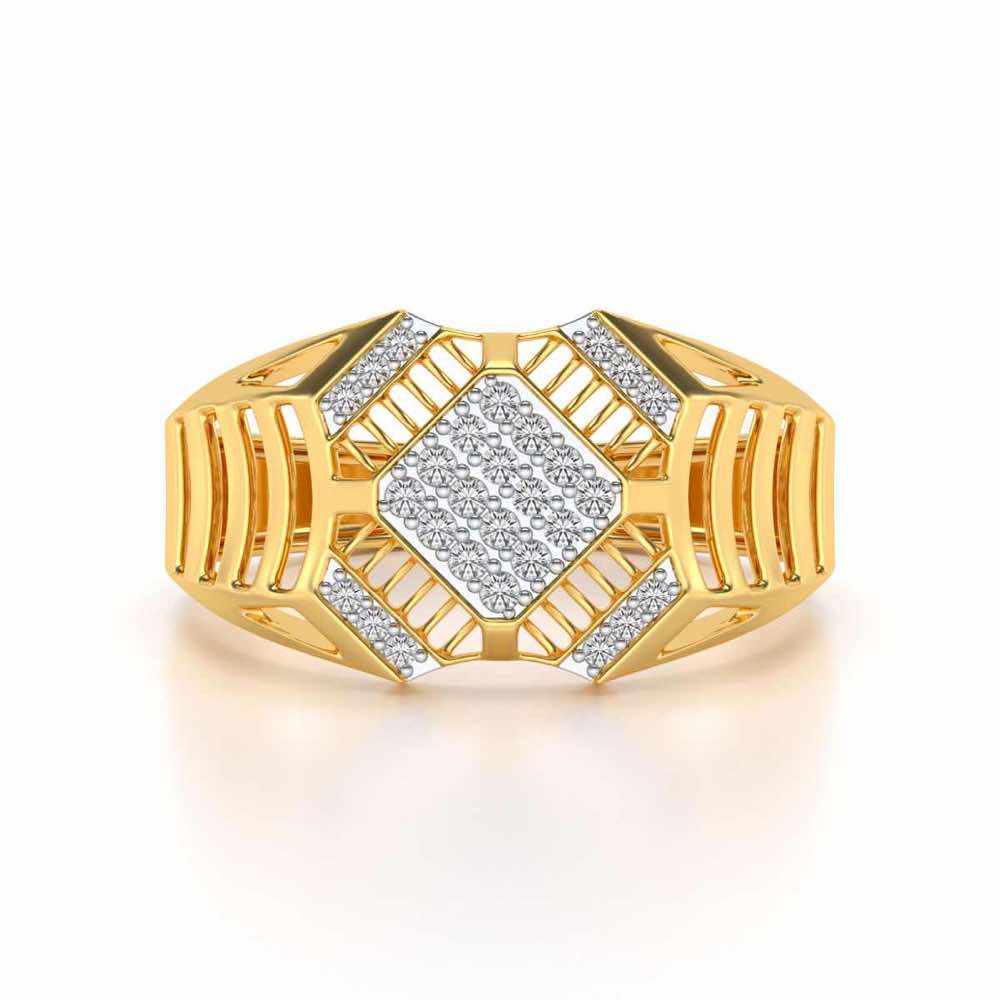 Celestial Shine Silver Ring For Men - Yellow Gold - Image 4