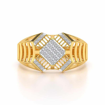 Celestial Shine Silver Ring For Men - Yellow Gold - Image 4