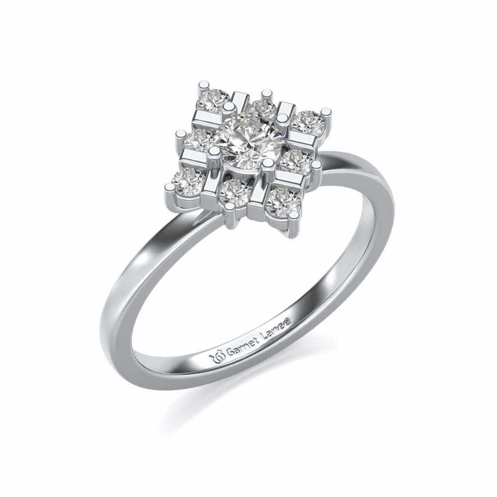 Celestial Solitaire Silver Ring - White Gold - Image 1