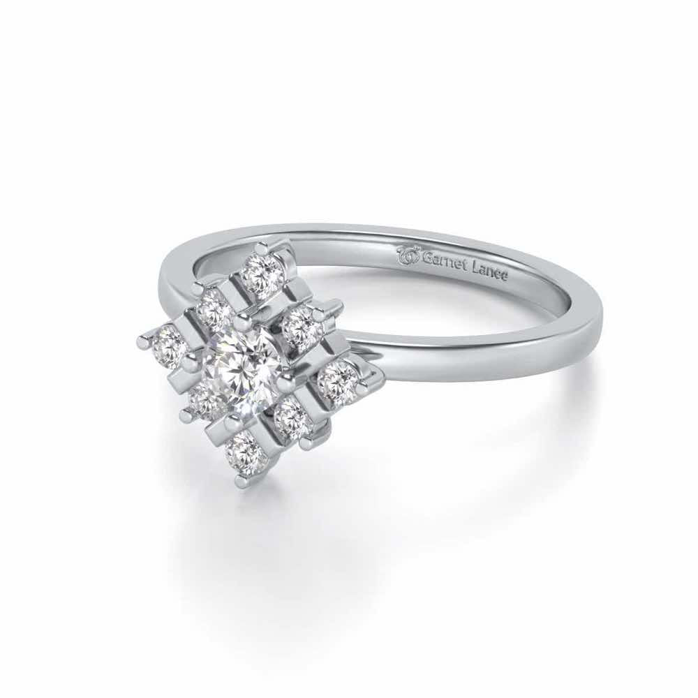 Celestial Solitaire Silver Ring - White Gold - Image 2