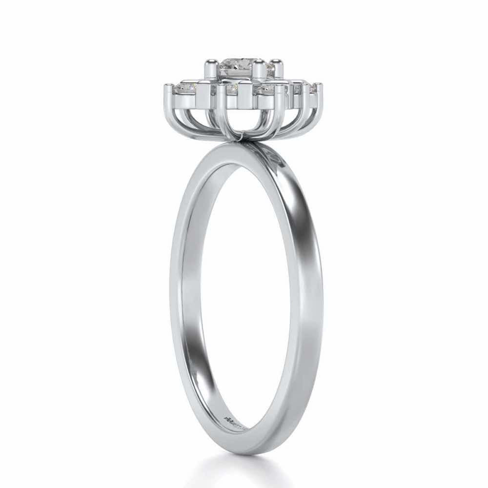 Celestial Solitaire Silver Ring - White Gold - Image 3