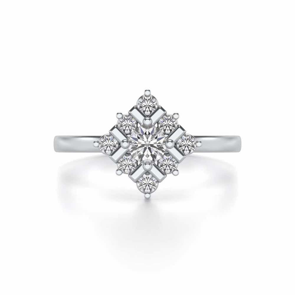 Celestial Solitaire Silver Ring - White Gold - Image 4