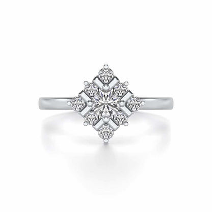 Celestial Solitaire Silver Ring - White Gold - Image 4